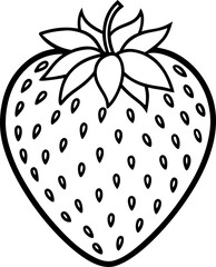 A Detailed Line Drawing of a Fresh Strawberry Perfect for Coloring Books and Educational Activities with Simple Art Style