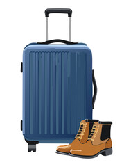 Blue Suitcase with Boots