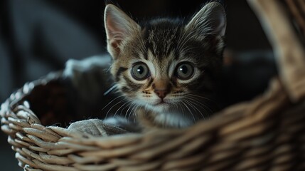 A frightened kitten is hiding inside.
 