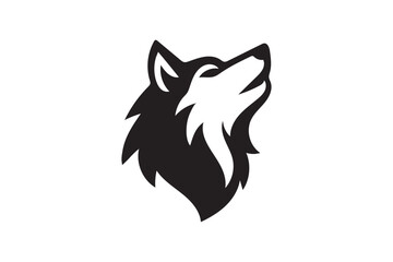 Wolf simple mascot silhouette on white background.