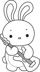 Outline of Illustration of cute bunny icon.
Lineart of Funny rabbit in daily activities elements.