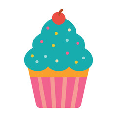 Decorated Cupcake Illustration - Sweet Dessert Vector Art