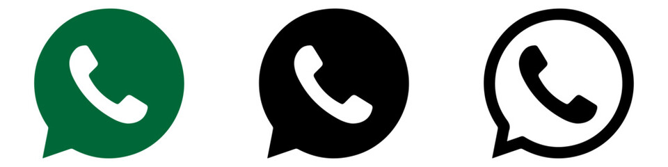 Phone Icon Set. Telephone Call Sign and Chat Bubble Phone Icon. vector illustration.