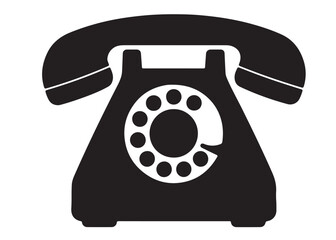 vector telephone logo silhouette, telephone logo icon silhouette, old fashioned telephone logo vector silhouette design, telephone silhouette vector illustration on white background.