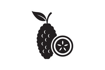 Mulberry fruit silhouette vector art illustration on white background