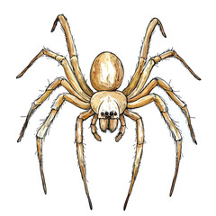 Obraz premium Detailed Watercolor Illustration of a Spider with Eight Long Hairy Legs