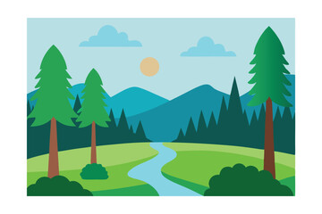 Fototapeta premium landscape with trees and mountains