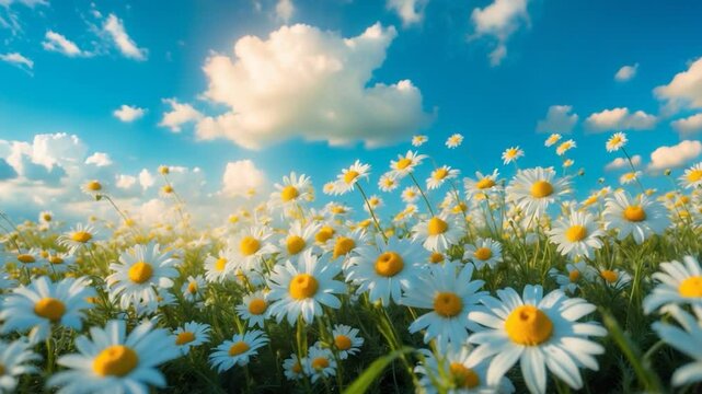 Selective focus on flowers in the field.