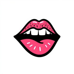 Naklejka premium Colorful cartoon lips display a vibrant and lively expression on a white background, capturing attention with bold colors and details