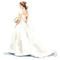 Elegant Bride in a Flowing White Wedding Gown