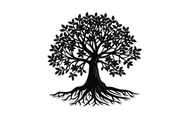 Mangrove tree silhouette vector illustration for nature, environmental projects, tropical landscapes, graphic design, posters, prints, and digital artwork.