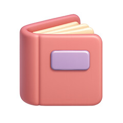 3D Render of a Cute Pink Notebook Icon