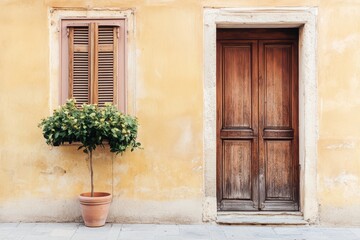 Fototapeta premium Charming door entry with potted plant