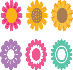 set of colorful flowers