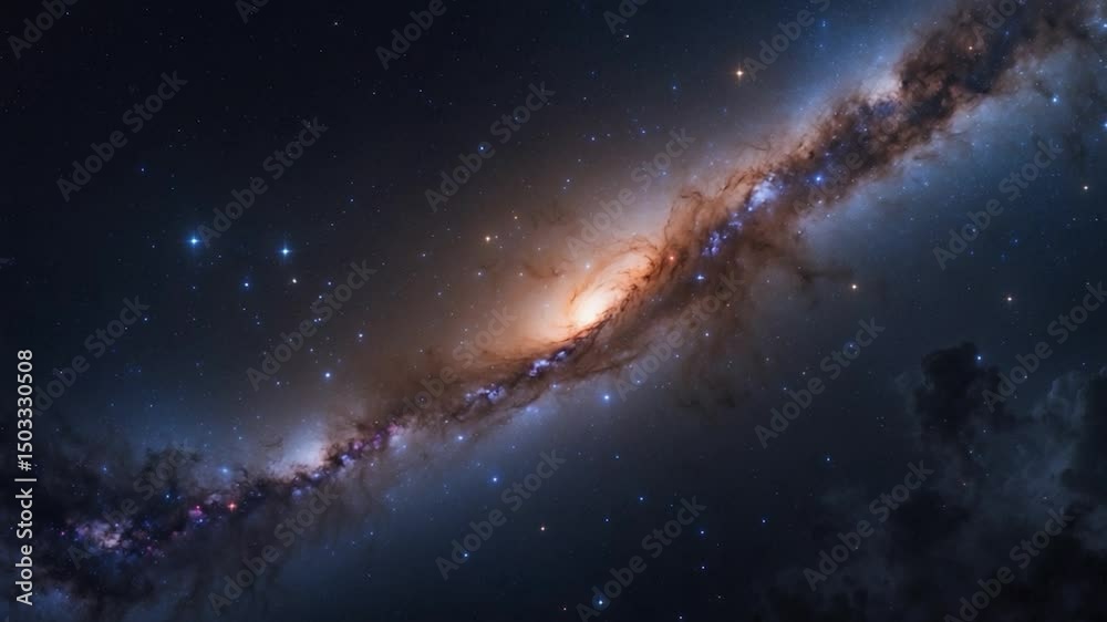 Canvas Prints panoramic view of an enormous explosion in space. panorama. universe filled with stars, nebula and g