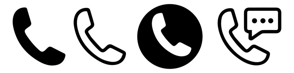 Ringing phone icon set. Telephone Call Signs and Contact Us Symbols, Vector Illustration.