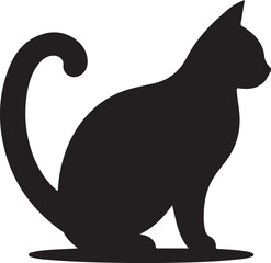 Minimalist Sitting Black Cat Silhouette Vector