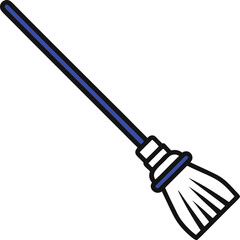 Vector outline icon of a broom with a long handle