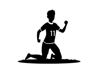 3d Cartoon Style Young Male Soccer Player Kneelin