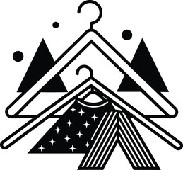 A festive black Christmas vector illustration of playing cards with diamonds, aces of spades, and a joker against a starry winter mountain
