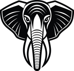 Tribal black elephant head silhouette vector design for tattoo or animal illustration art