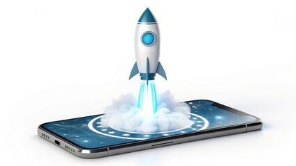 Mobile Rocket Launch App Startup Concept, Mobile App, Startup