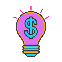 Bright Idea for Financial Success Money Lightbulb Icon
