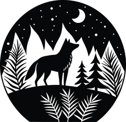 A simple and clear name for the image based on the sentence and tags could be:
Elephant and Tree Vector Silhouette Drawing