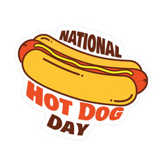 National Hot Dog Day lettering design sticker style