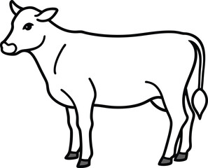 line art of a cow on the white background