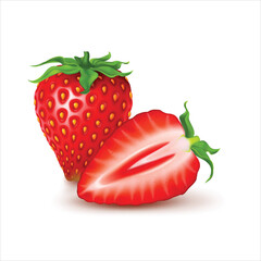 Strawberry fruit with slices isolated on white background