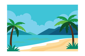 tropical beach with palm trees