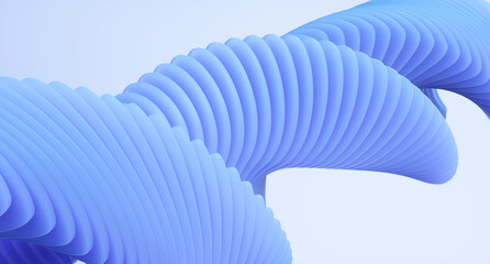 Minimal geometric background with blue glass shapes. 3d rendering illustration.