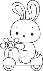 Outline of Illustration of cute bunny icon.
Lineart of Funny rabbit in daily activities elements.