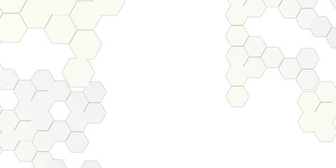 Abstract Technology White Geometric Hexagon on Transparent Concept Design, Honeycomb Shape Vector.