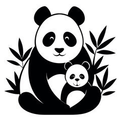 a-black-and-white-stylized-illustration-of-a-panda.eps