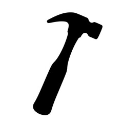 A black silhouette illustration of a claw hammer.