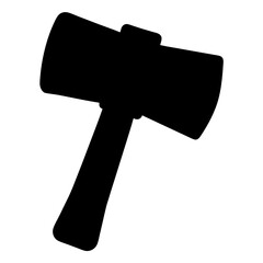 Black Silhouette of Mallet Hammer Icon, Simple black icon of a mallet hammer with a broad head, representing woodworking, construction, and tools.
