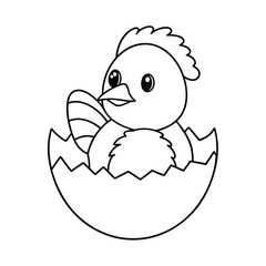 adorable baby bird hatching from egg coloring page