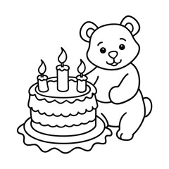adorable bears on birthday cake coloring page 