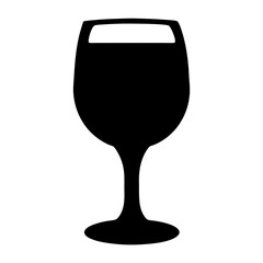 Simple black silhouette of a classic wine glass with white background