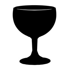 Silhouette of an Elegant Wine Glass Standing Tall on a White Background