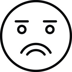 Disappointed Emoticon: A simple line drawing of a disappointed emoticon, conveying feelings of sadness, displeasure, or dissatisfaction.
