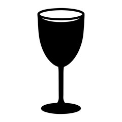 Simple black silhouette illustration of a wine glass for graphic design use
