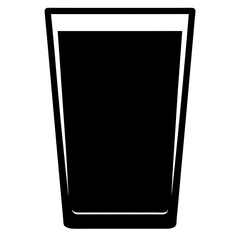 Black Silhouette of Tall Glass Filled with Liquid, Simple black icon of a tall glass filled with liquid, symbolizing beverages, drinking, and refreshment.
