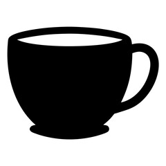 Simple black silhouette of a coffee or tea cup on white background