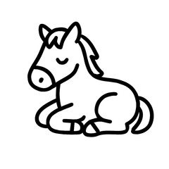 Cute Sleeping Horse Line Art for Kids' Coloring Pages, Bold line