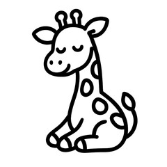 Fototapeta premium Cute Cartoon Giraffe Drawing for Kids Coloring Pages, Bold line