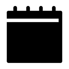 Simple black calendar icon representing schedule, appointments, and reminders in vector format