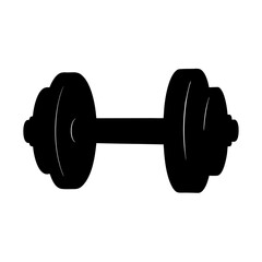 Black silhouette of a dumbbell for weightlifting and strength training exercises